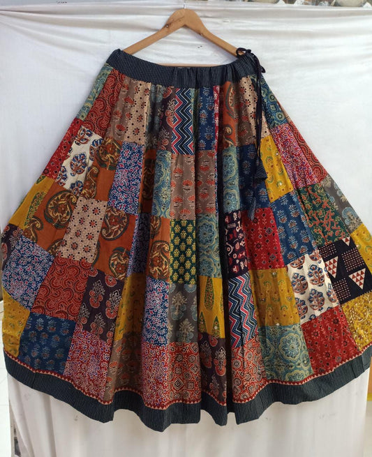 MULTI PATCH WORK COTTON SKIRT