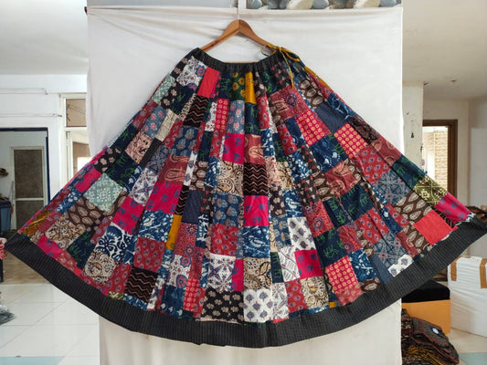 "aarya" multi color black border skirt