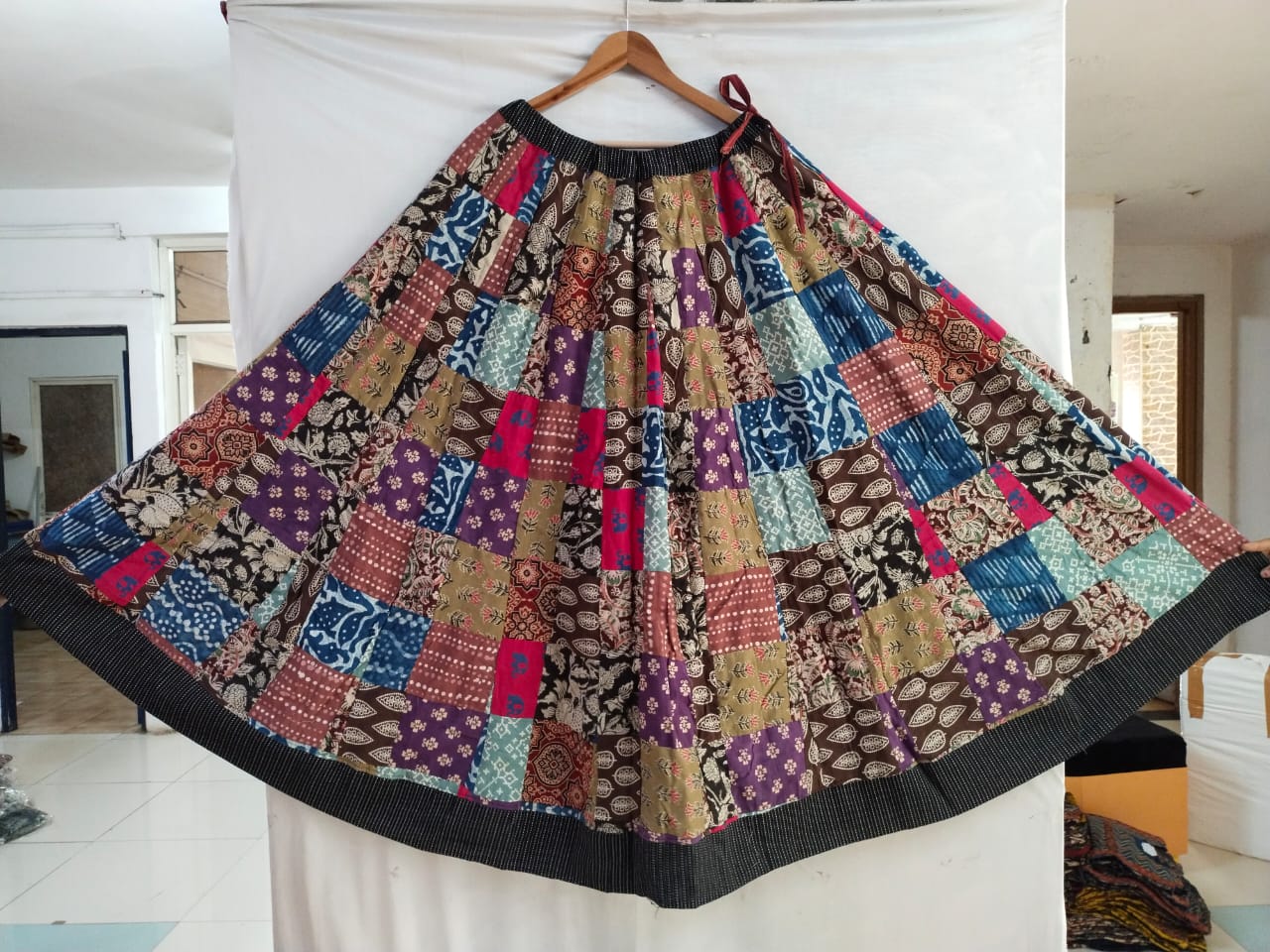 "aarya" patch work multi color skirt