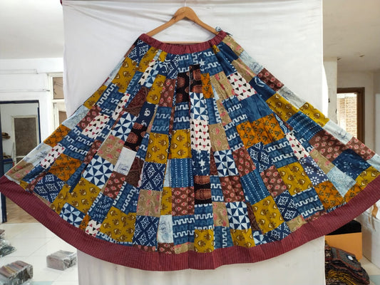 "aarya" multi patch work long skirt