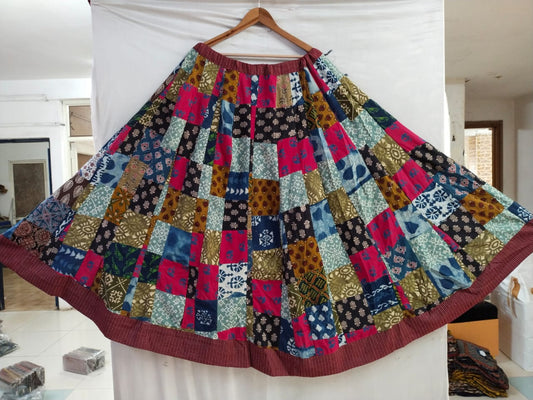 "aarya" multi long patch work skirt