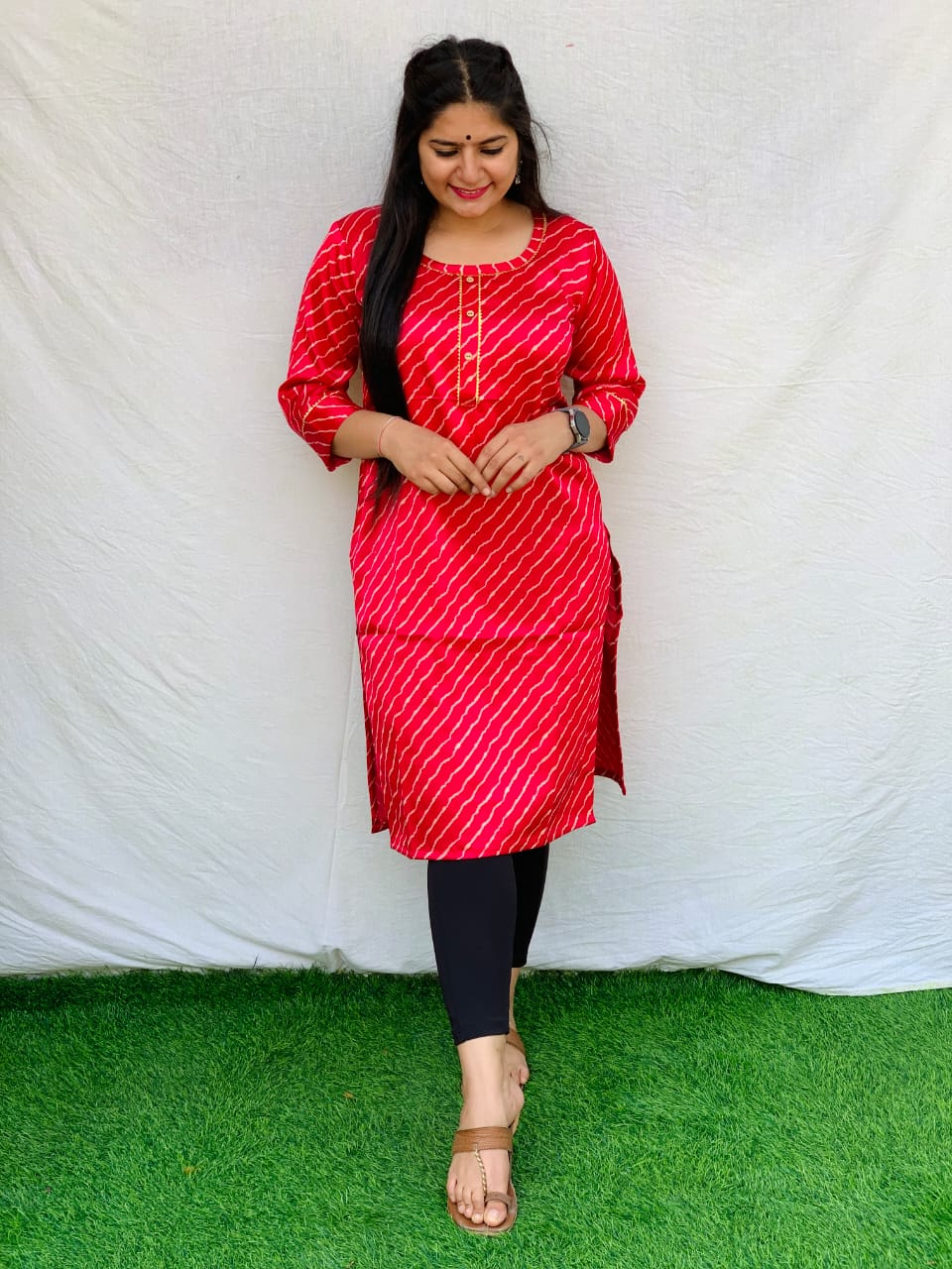 'Kavya' Mashroo Printed Long Straight kurti