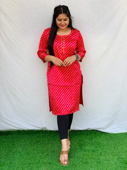 'Kavya' Mashroo Printed Long Straight kurti