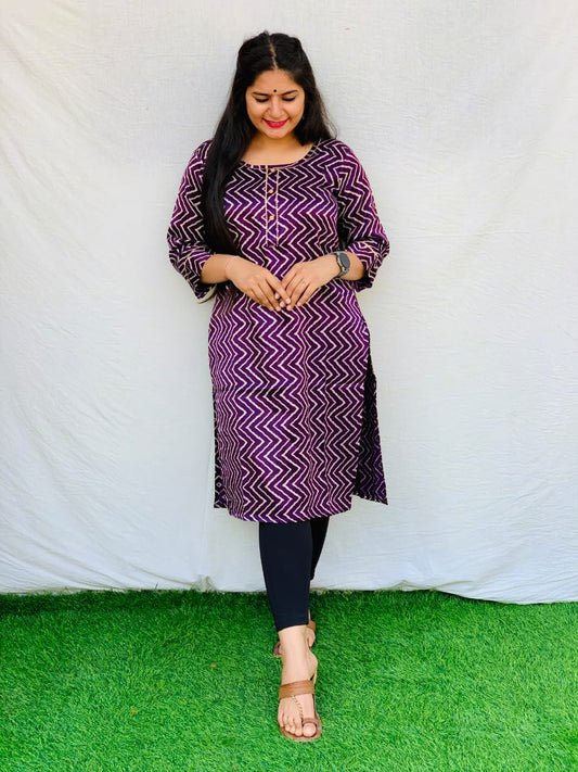 'Kavya' Purple Colour Mashroo Long kurti