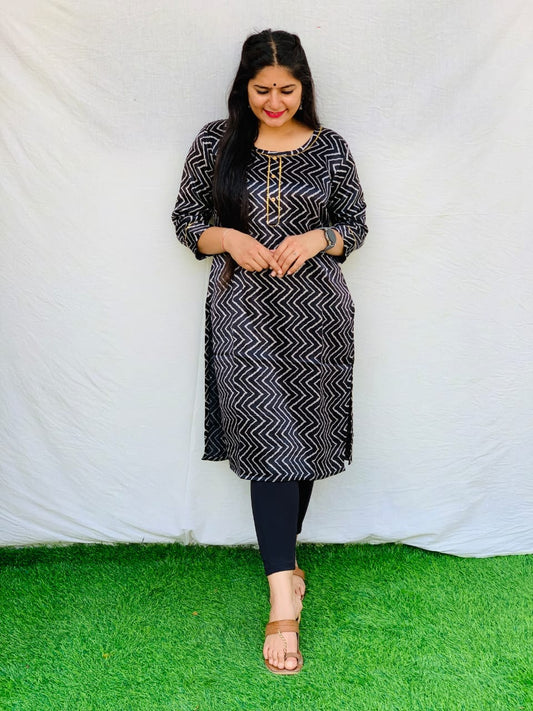 'Kavya' Long straight printed mashroo kurti