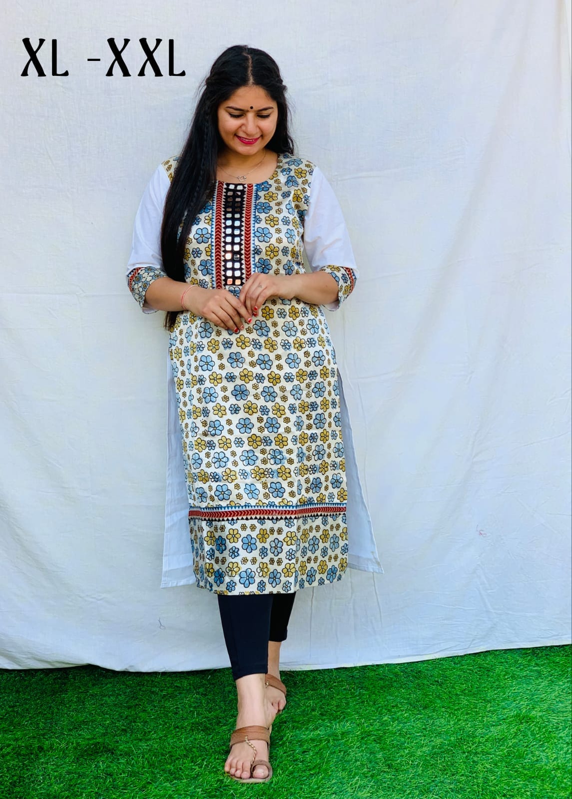 "Naity"New Printed Mashroo Mirror border kurti