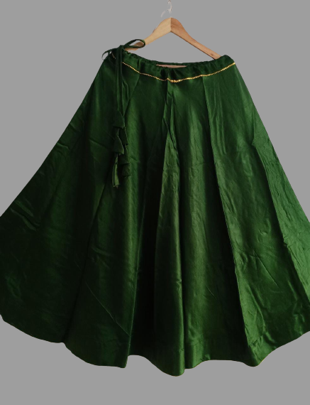 'Aarya' Bottle green Mashroo Plain skirt