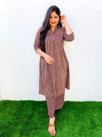 'Maisha' Natural Cotton Kurti plazzo set