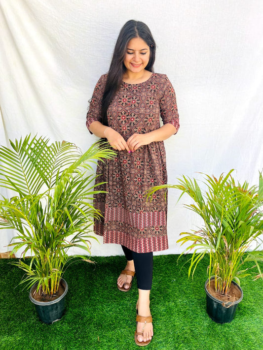 'Ramya' New Natural cotton naira cut kurti